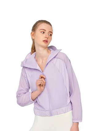 light purple wide brim sun protection jacket