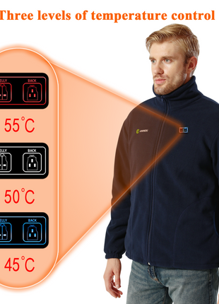 mens 3 levels temperature control heated fleece jacket