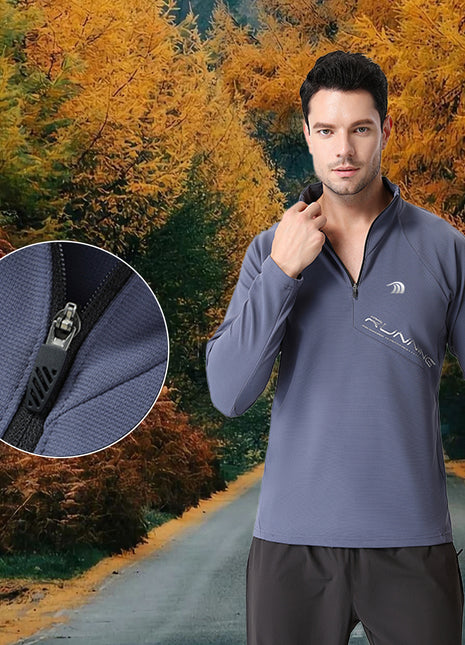mens athletic pullover with comfort zip collar