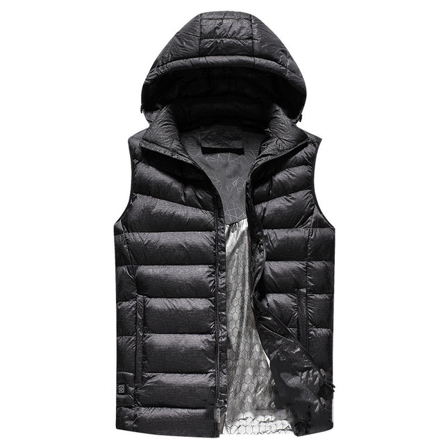 men's black hooded heated jacket