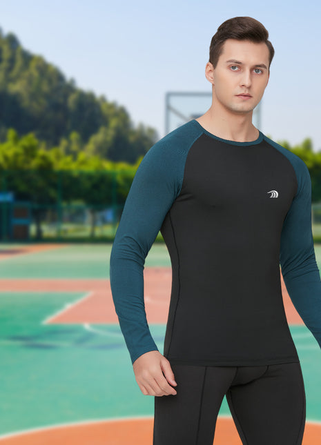 mens colorblock raglan compression shirt