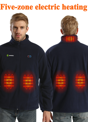 mens five area heated fleece jacket