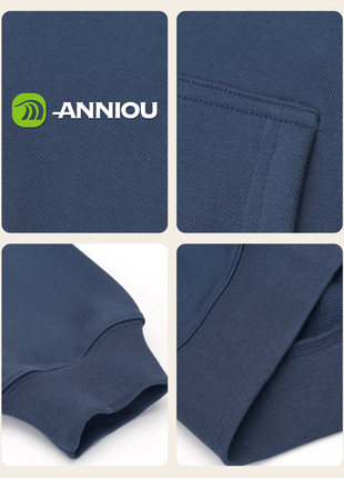 mens gray blue french terry hoodie fabric and stitch detail