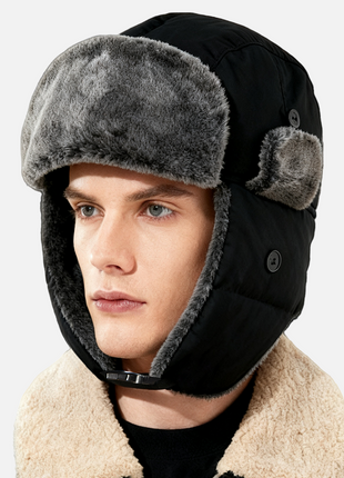 mens heated faux fur trapper hat