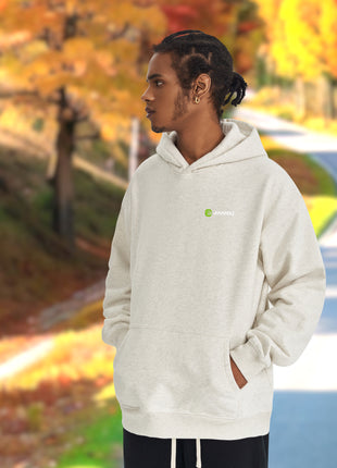 mens solid pullover hoodie with large front pocket design