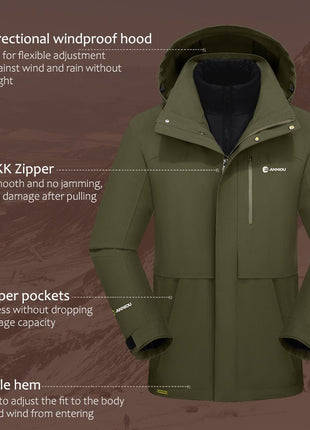 Men's 3 - in - 1 Removable Down Ski Coat - Sidiou Group