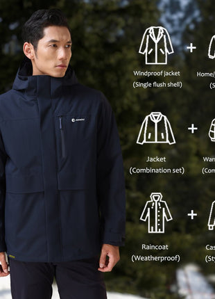 Men's 3 - in - 1 Removable Down Ski Coat - Sidiou Group