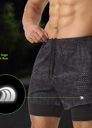 Men's Double Layer Printed Fitness Shorts - Sidiou Group