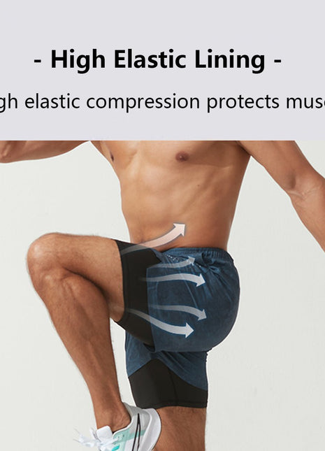 Men's Double Layer Printed Fitness Shorts - Sidiou Group