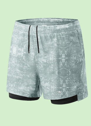 Men's Double Layer Printed Fitness Shorts - Sidiou Group