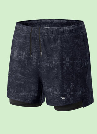 Men's Double Layer Printed Fitness Shorts - Sidiou Group