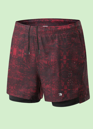 Men's Double Layer Printed Fitness Shorts - Sidiou Group