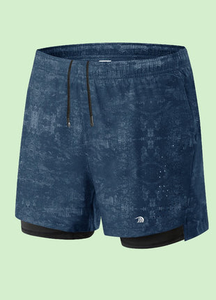 Men's Double Layer Printed Fitness Shorts - Sidiou Group