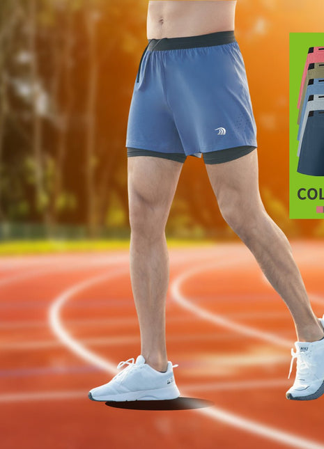 Men's Faux Two - piece Drawstring Quick - drying Sports Shorts - Sidiou Group