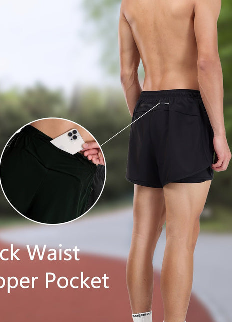 Men's Faux Two - piece Sports Shorts - Sidiou Group