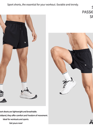Men's Faux Two - piece Sports Shorts - Sidiou Group