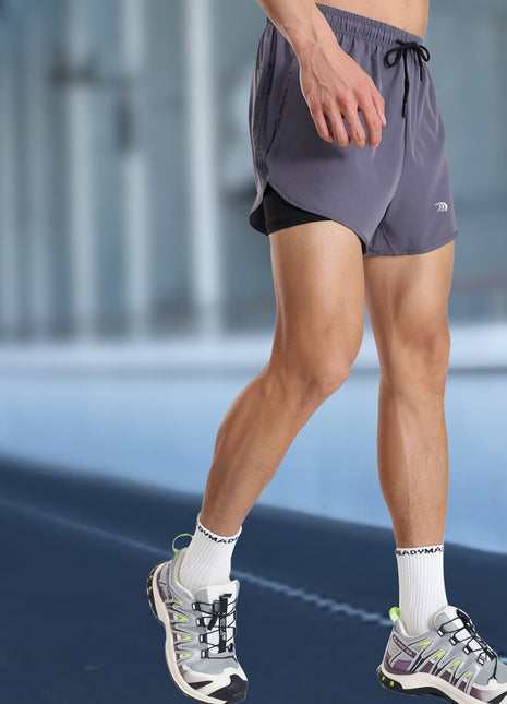 Men's Faux Two - piece Sports Shorts - Sidiou Group