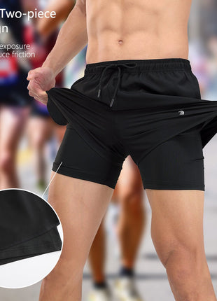 Men's Faux Two - piece Sports Shorts - Sidiou Group