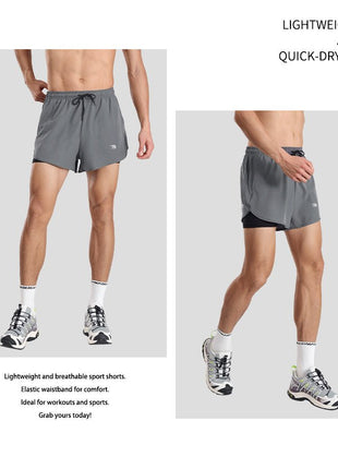 Men's Faux Two - piece Sports Shorts - Sidiou Group