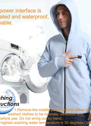 men's heated zip up hoodie washing instructions