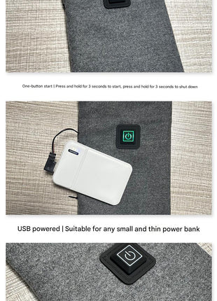 minimalist usb powered heated scarf with one touch control and hidden zipper