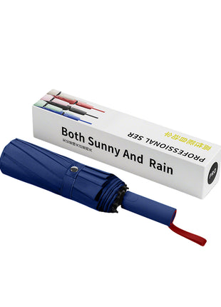 navy fully automatic 3 fold sun and rain umbrella