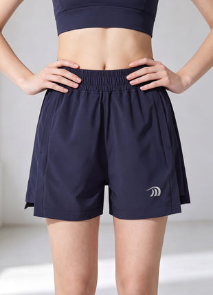 #navy womens High Rise Split Running Shorts