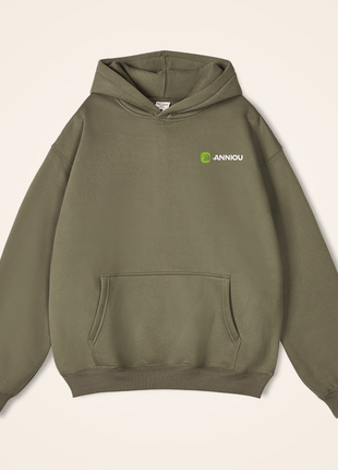 olive green 350gsm fleece pullover hoodie