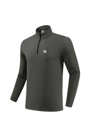 olive green waffle knit half zip activewear top