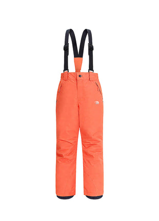 orange kids waterproof ski bib pants