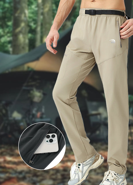 outdoor athletic cargo pants with side zipper pockets