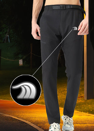 outdoor cargo pants with reflective logo design