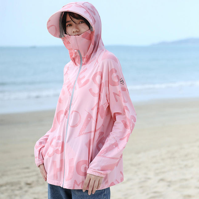 pink uv protection printed jacket