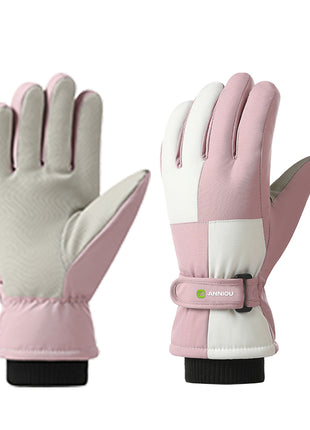 pink womens fleece lined ski gloves