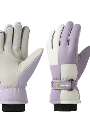 purple womens fleece lined ski gloves