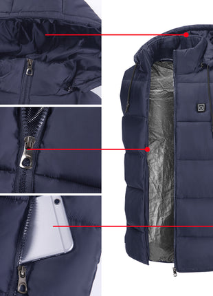 quality zipper pocket hooded heated vest