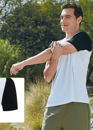 quick dry colorblock tee with smooth cuffs