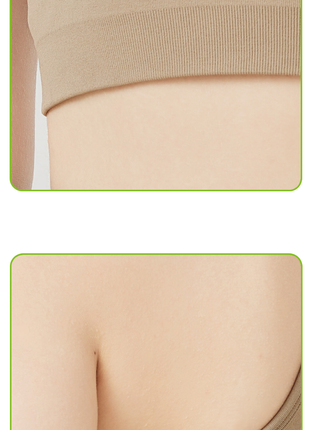 raised hem for secure fit and soft racerback comfort