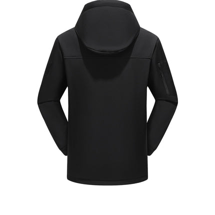 black hood heated softshell jacket