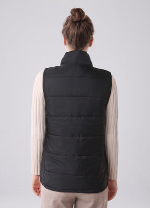 rear of #black Women’s 3 Zones Heated Vest