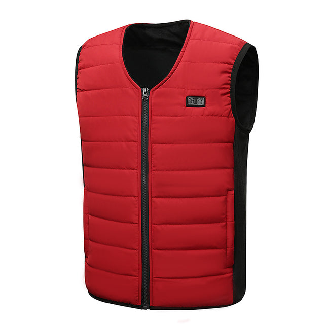 red 12 area v neck heated gilet