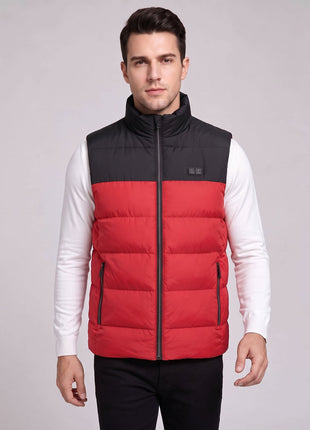 #red Stand collar Men's Heated Puffer Vest