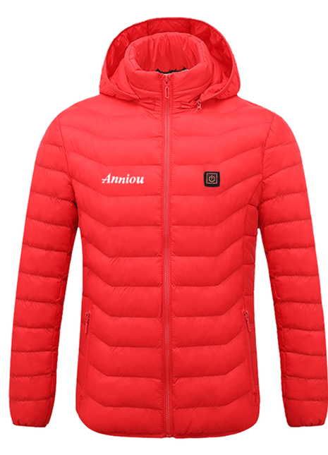 red heated duck down jacket