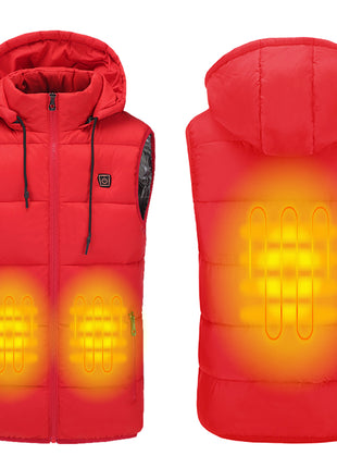 red unisex hooded heated vest