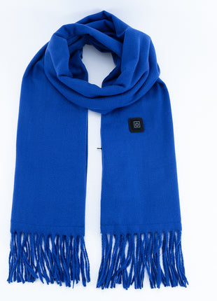 royal blue fringed heated scarf