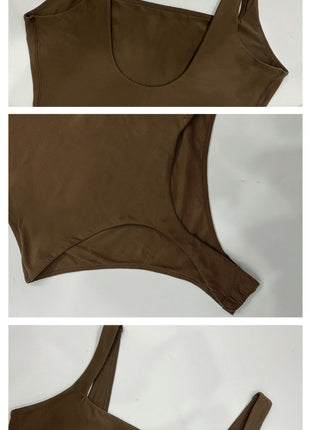 sculpting yoga bodysuit wide strap u neck design