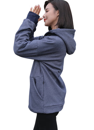 side of women's thermal hooded sweatshirt