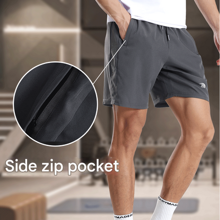 side zipup pocket running shorts