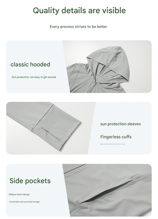 Slim Fit Hooded Sun Protection Jacket - Sidiou Group