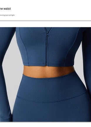 slim fit women stand collar zipper shirt